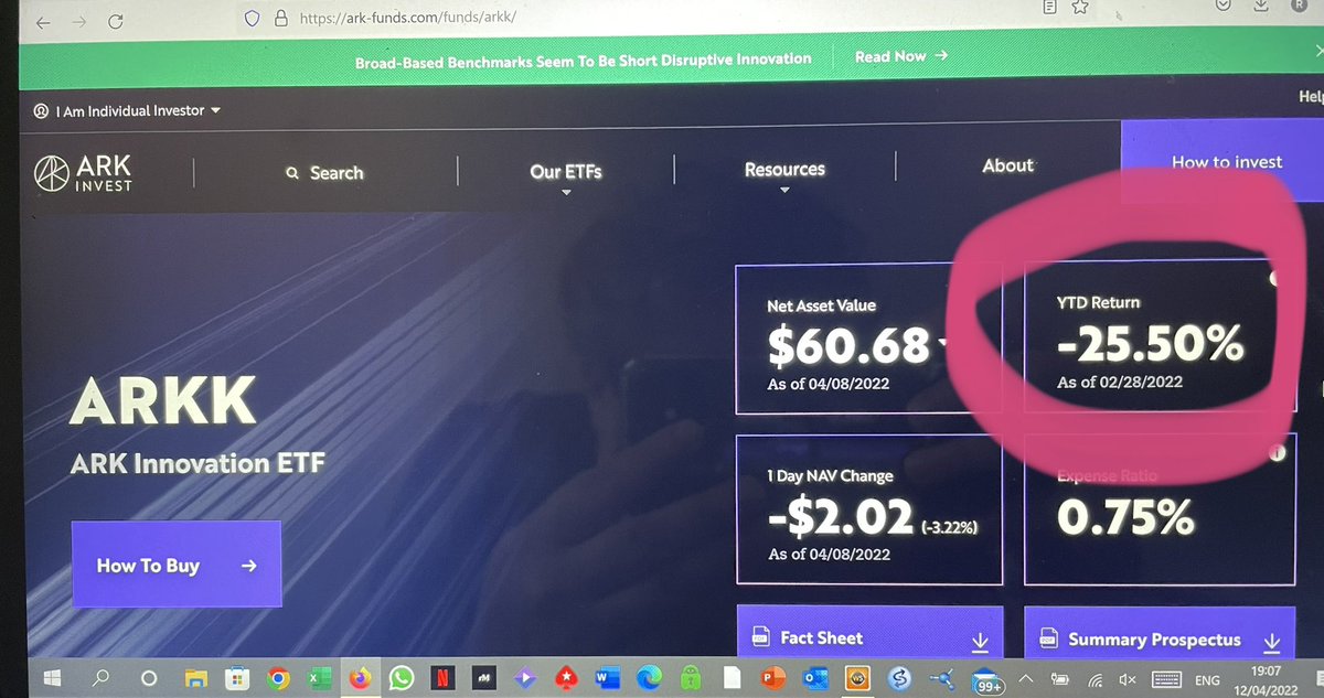 Tal_A's tweet image. I think it’s pretty outrageous that ARK Funds base their “YTD” performance on their website on 28th Feb when we are mid-April. You can’t just redefine YTD to hide true (poor) performance. #caveatemptor @jimcramer @CNBC @CathieDWood