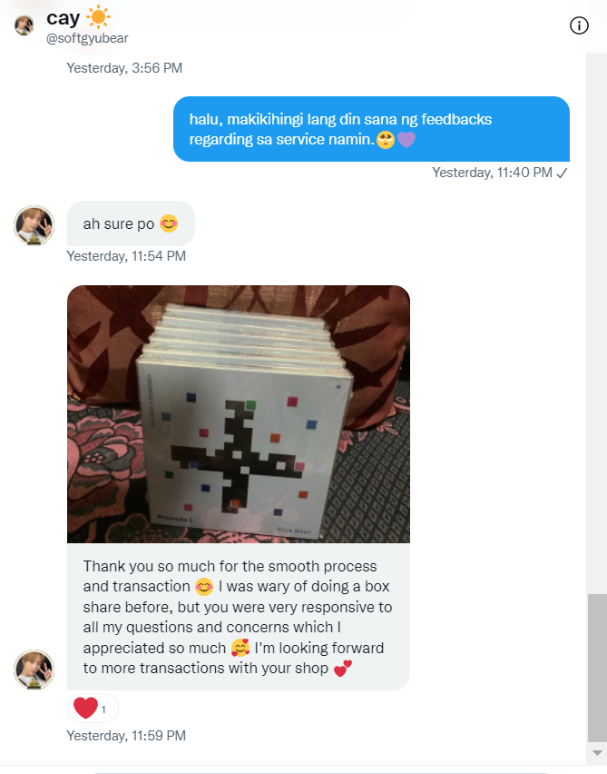 purpleballoonph's tweet photo. Our first time client to try our KR Box Sharing service! Thank you so much po, looking forward to have you as our box sharer!π #PBPProofs #PBPBudols https://t.co/0caO1yGjV9