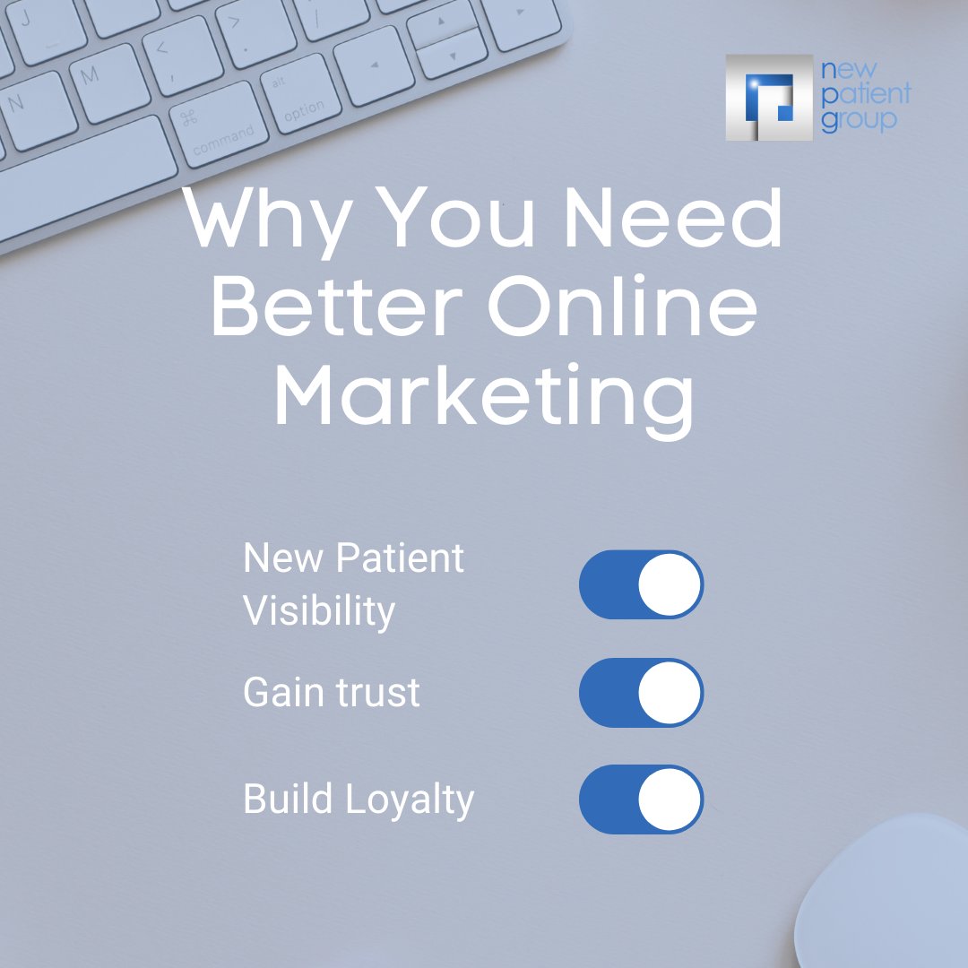 NewPatientGroup's tweet photo. Don't neglect your practice's online marketing!

You're literally missing out on business, creating valuable and long-lasting relationships with your current patients and potentially losing patients from a lack of trust. https://t.co/YmEbUYf5OB