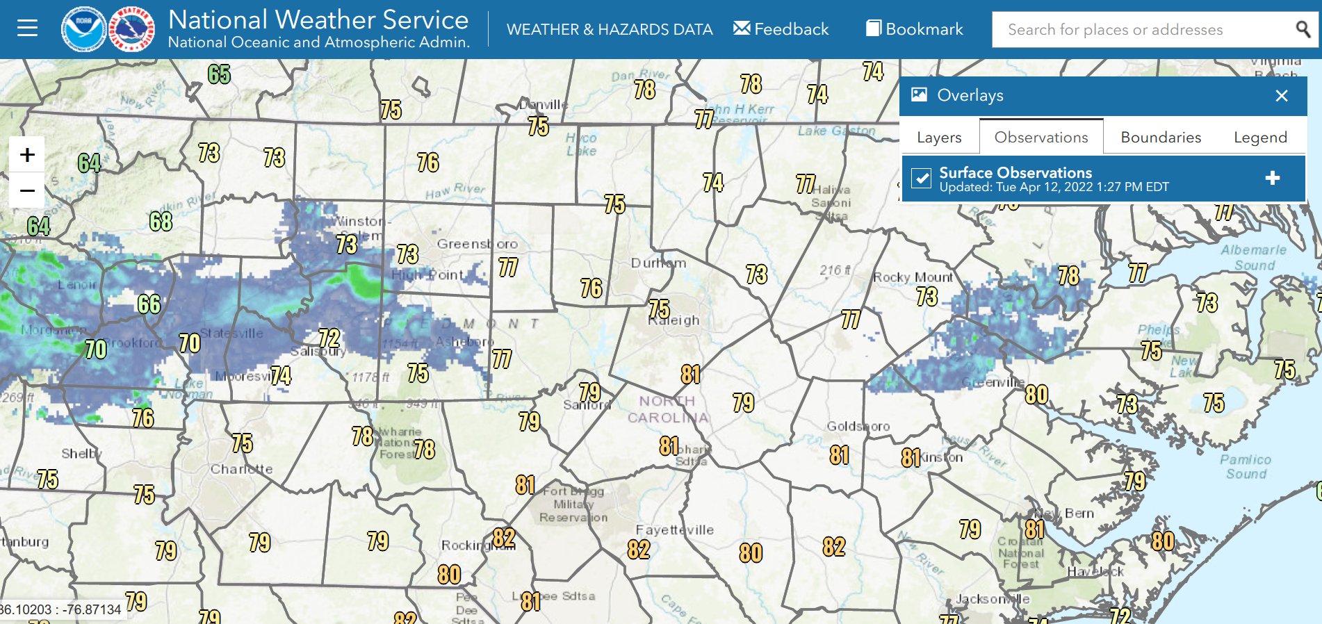 NWS Raleigh on Twitter "130 PM Weather Update Temps have risen into