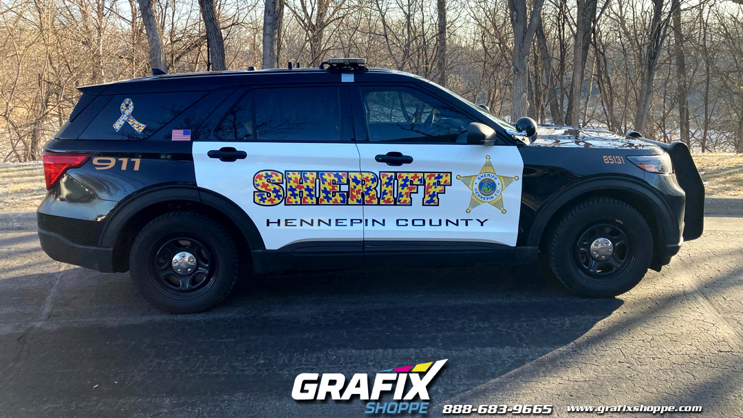 GrafixShoppe's tweet photo. We are very thankful to have partnered up with the @HennepinSheriff to create this wrap to recognize and continue efforts to spread awareness, promote acceptance, and ignite change in relation to patients with Autism
#publicsafetygraphics #lawenforcementgraphics #autismawareness https://t.co/dW5hOLOcqG