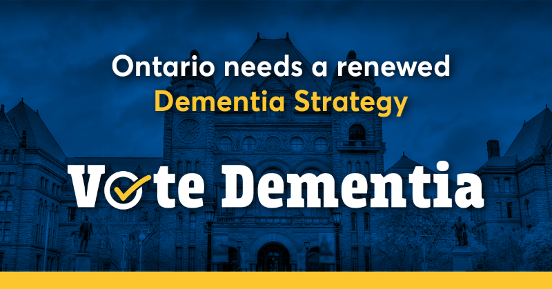 AlzheimerOnt's tweet photo. We need a new Dementia Strategy in Ontario. Find out how you can #VoteDementia on June 2nd &amp; learn about our plan to fix dementia care.