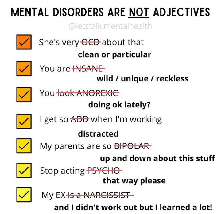 Be careful with the way you talk about mental illnesses.