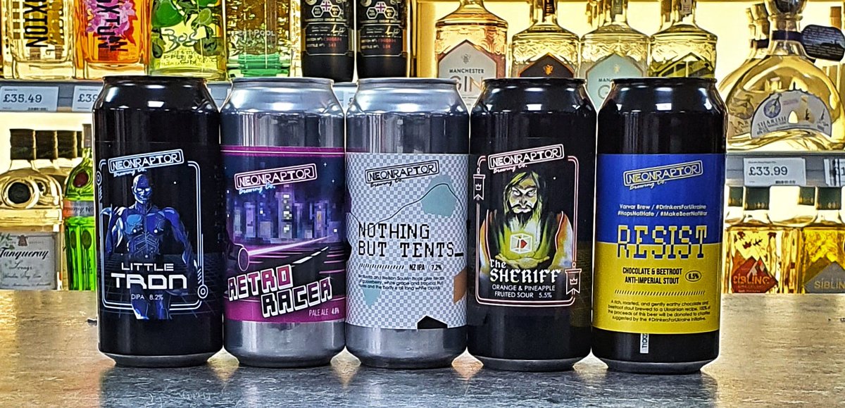 New beers in from <a href="/neonraptorbrew/">Neon Raptor Brewing Co.</a> 👇 

Little Tron - 8.2% DIPA 
Retro Racer - 4.5% Pale Ale 
Nothing But Tents - 7.2% NZ IPA 
The Sheriff - 5.5% Orange &amp; Pineapple Fruited Sour 
Resist - 6.5% Chocolate &amp; Beetroot Anti-Imperial Stout