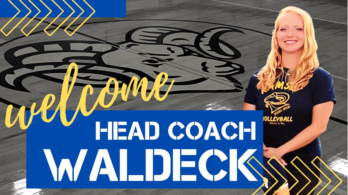 LadyRamsVB's tweet photo. I am now handing over all our social media to Head Coach Waldeck!! Coach Waldeck is an amazing and inspirational coach. I can’t wait to see where she takes the program!! 
Go Rams!! 🏐💙💛 https://t.co/ktNLIIngKC