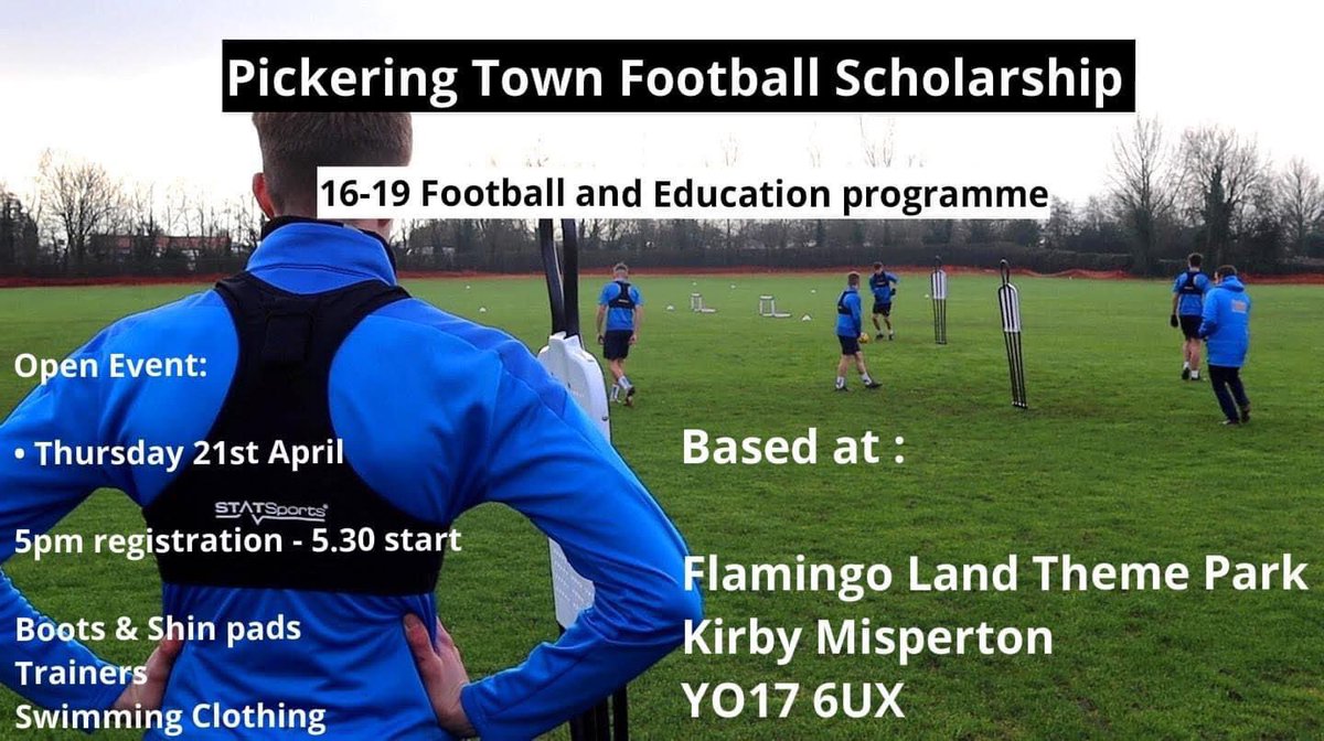FanPickering's tweet image. Please see below ⬇️ 

More information on the @PickeringTownFC Scholarship Programme - Open Evening 

A potential route into a career in semi professional football, whilst combining an education with football ⚽️

Age 16-19 

An opportunity not to be missed ✍️