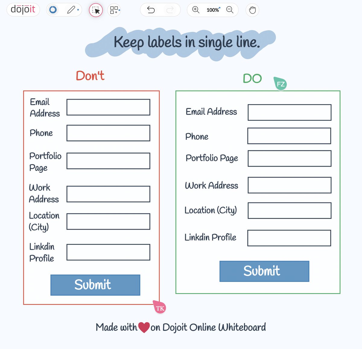 tkjeda's tweet photo. Which one is more stressful? Left or right example?
That brings us to my Tip#84: Keep labels in one line.
Thoughts?
β€οΈ Dojoit published board: https://t.co/vXH9NsvIp6
#100UXTips #100DaysOfCode #UX #UI #Design #Developer #Dojoit https://t.co/OZoZrEJt4p