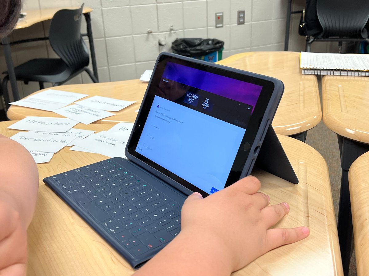 degroote44's tweet photo. Figurative Language fun with a digital breakout activity! #ELL Ss used @Seesaw to scratch off matches of figurative lang, identified examples in poetry &amp; songs with @GoogleForEdu forms &amp; @edpuzzle! Lots of fun! #edtech #digitalbreakout https://t.co/YfpyO39l4D