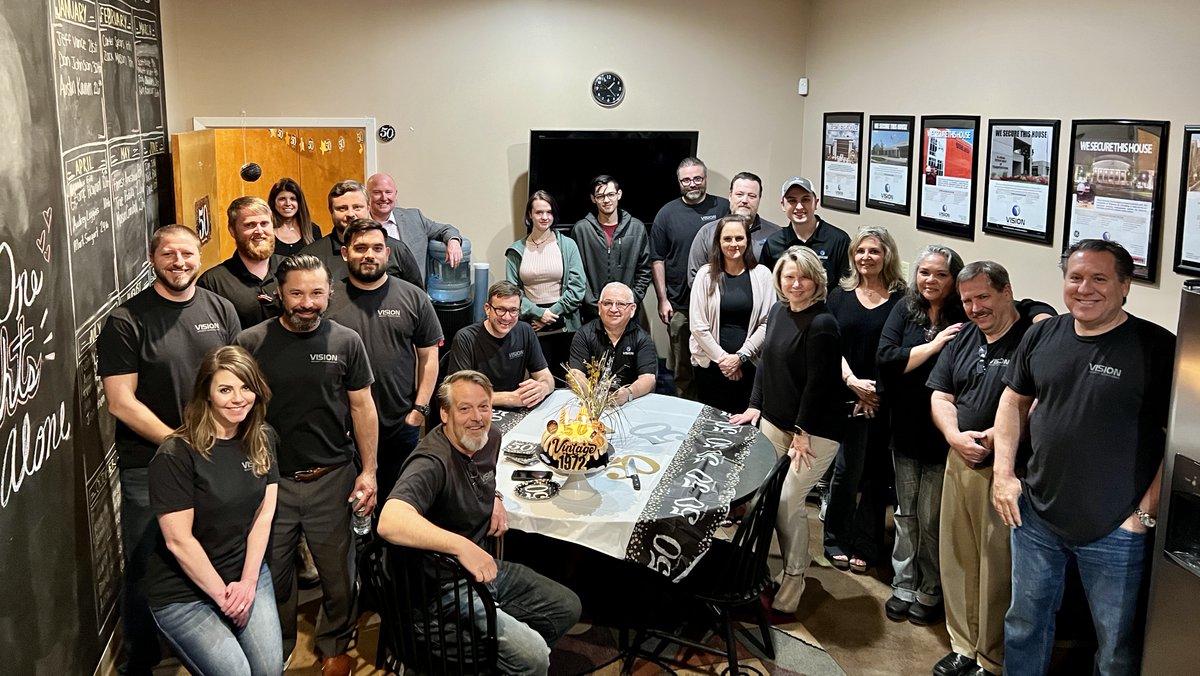 VisionSoutheast's tweet photo. Another year older and wiser! Big 50th birthday celebration with George Howard, our Director of Engineering. He's been a part of the Vision family for almost half his life now! For everyone's safety, we decided to skip the candles this year! https://t.co/IZ8jM0uczb