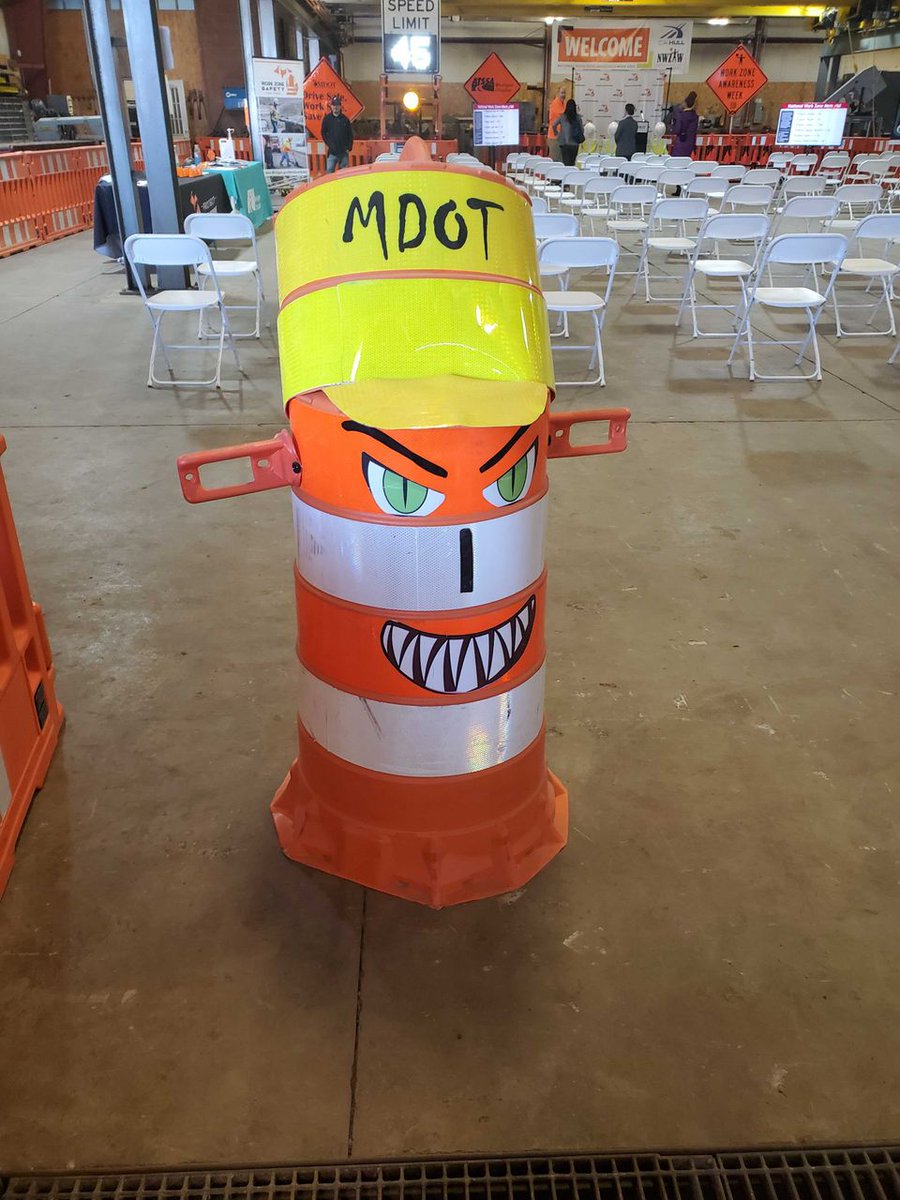 PlasticSafety's tweet photo. PSS is on the ground in Michigan at the MDOT Kickoff event! We even spotted a LifeGard II® barrel that has been given a makeover. 

#NWZAW #GoOrange4Safety #DriveDownDistractedDriving https://t.co/iSbdhP4820