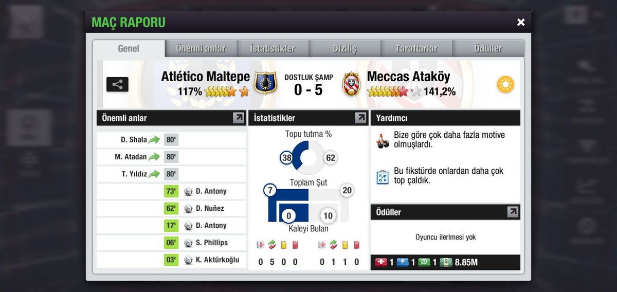 ⚪Takımımız, Elite Titans League 4'üncü Tur maçında <a href="/AtakoyMeccas/">Meccas Ataköy</a> 'a 0️⃣-5️⃣ mağlup oldu. Bu sonuçla, turnuvadaki ilk mağlubiyetini alan ekibimiz, 9 puanda kaldı. Rakibimizi kutluyoruz! <a href="/TopElevenElites/">Top Eleven Elites</a> 
🟦⬛#GoMaltepeGo #TopEleven