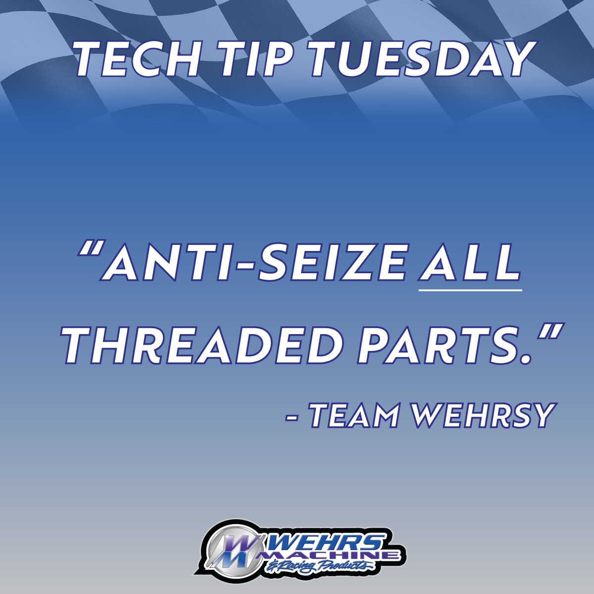 WehrsMachine's tweet photo. Seize the day and anti-seize your threaded parts! 
#wehrsmachine #techtip #billettrickery #buildtowin #americanmade #racing https://t.co/2iTvKtLmBx