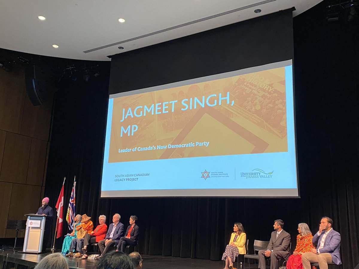 goUFV's tweet photo. We are looking at a rise in hate and racism in Canada. Education helps fight ignorance. So the work of South Asian Canadian Legacy Project is very important, says @theJagmeetSingh, federal NDP leader. #ThreadingOurStories @ufvsasi https://t.co/ZK517rIm00