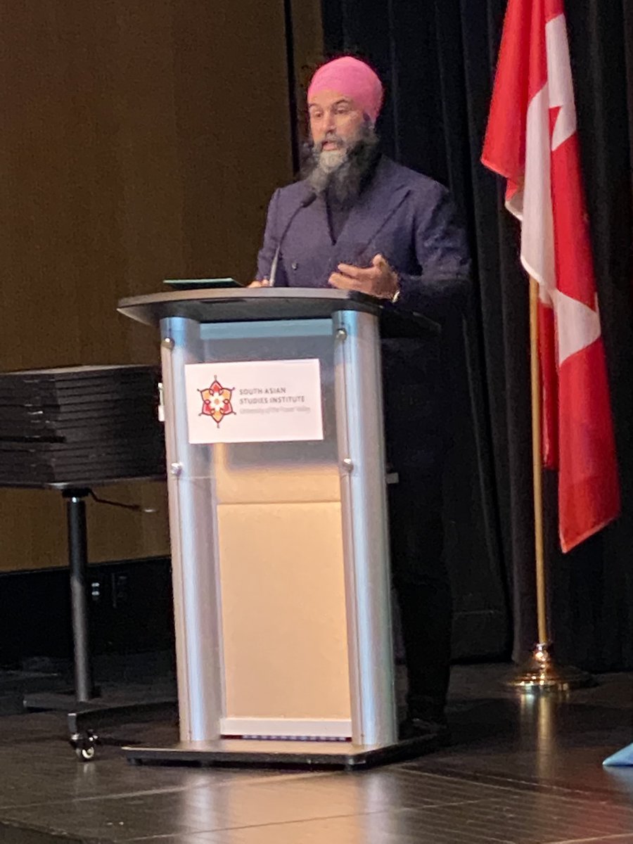 goUFV's tweet photo. We are looking at a rise in hate and racism in Canada. Education helps fight ignorance. So the work of South Asian Canadian Legacy Project is very important, says @theJagmeetSingh, federal NDP leader. #ThreadingOurStories @ufvsasi https://t.co/ZK517rIm00