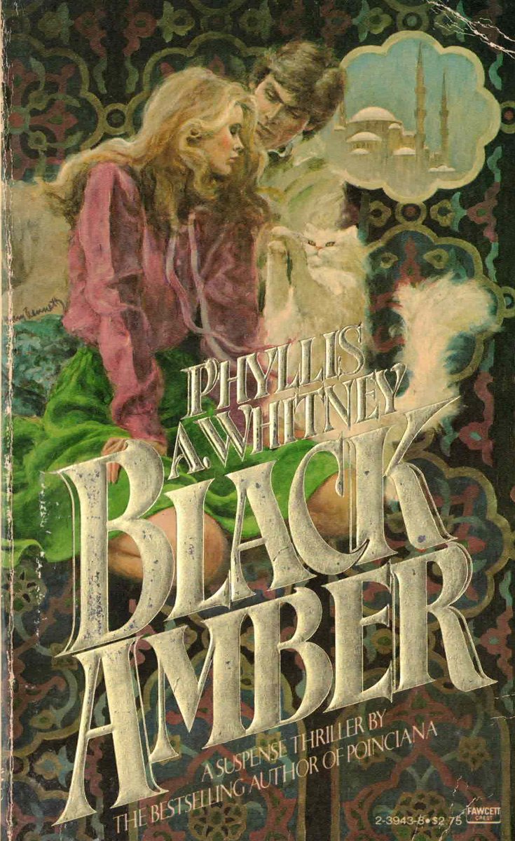 Azsumtuk_eth's tweet photo. My #Bookofthe Day is a stunning #HarryBennett cover for this Phyllis Whitney Gothic romance, Black Amber. This is a Fawcett Crest 1965 paperback edition. I never realized how many Whitney books I owned until I started resorting my shelves! Now to read them! 
#BookTwitter
#booktwt https://t.co/OhkbwdaYzy