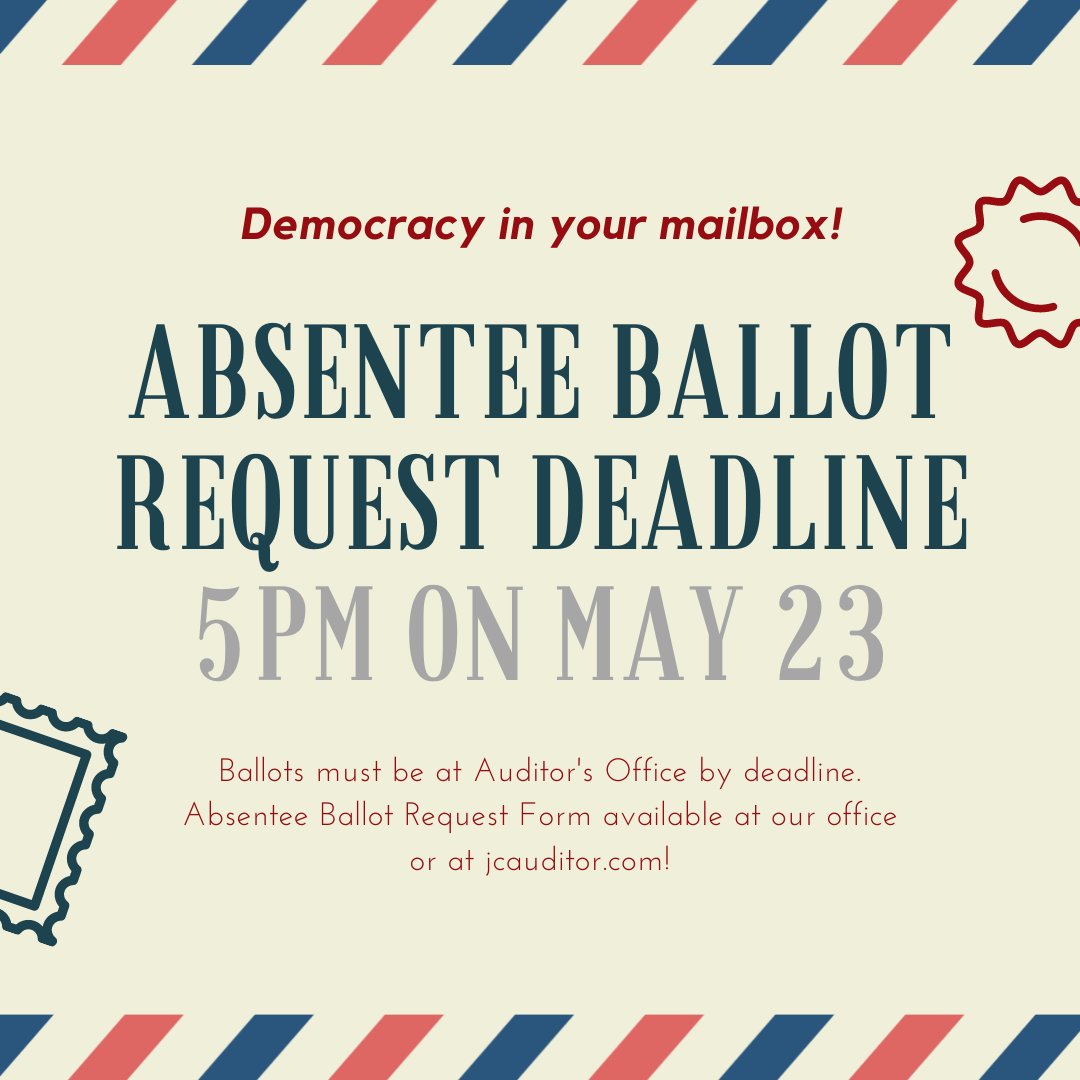 #ICYMI: We are now accepting requests for mailed absentee ballots for the 6/7 Primary Election! Those who submit requests before 5/18 will be included in the wave of ballots that get mailed out the first day (5/18)!