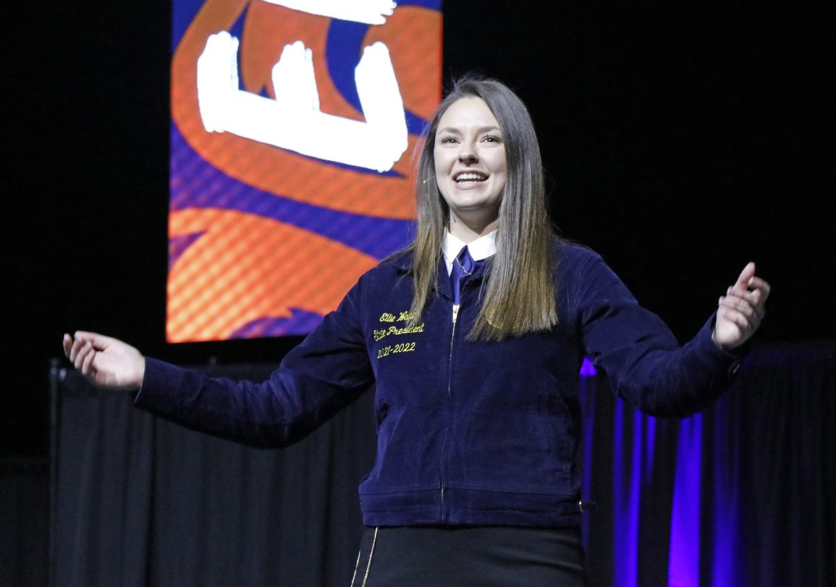Ellie Wanek bids farewell to presidential role with address to thousands of FFA students Friday in Lincoln. Must-read story in this week's ANR. <a href="/AuroraHuskies/">Aurora Huskies</a>