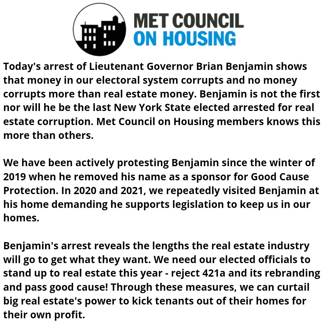 Met Council on Housing on Twitter "Lt. Gov. Benjamin's arrest reveals