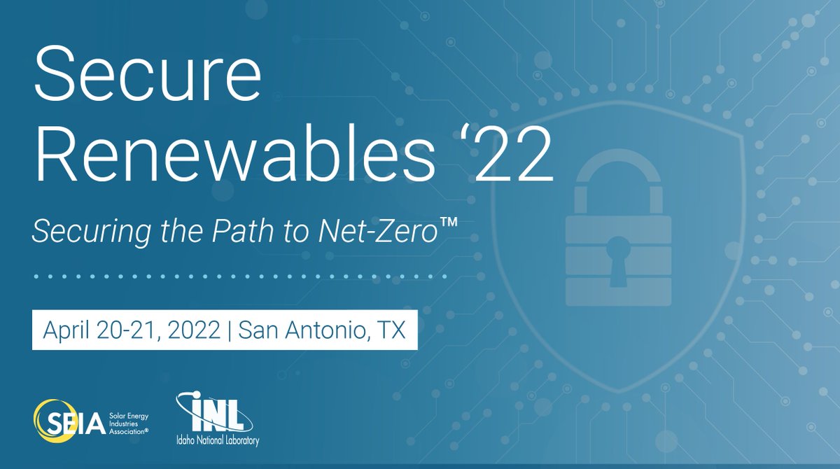 SEIA's tweet photo. There has never been a more important moment to discuss the security of America's energy future. Join us THIS WEEK in San Antonio for Secure Renewables '22, feat. an all-star line-up of speakers on #cybersecurity and #solar. Register to secure your seat: https://t.co/Wy0NRnyt2e https://t.co/4ky18Up7Dc