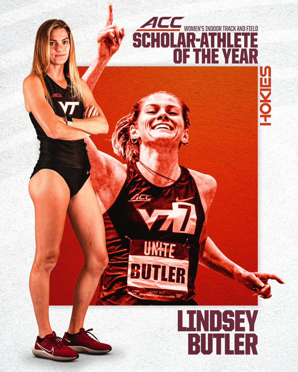 HokiesTFXC's tweet photo. Champion on the track and in the classroom 📚🏆

Lindsey Butler has been named ACC Women's Indoor Scholar-Athlete of the Year! https://t.co/xp1vdkJ5Su