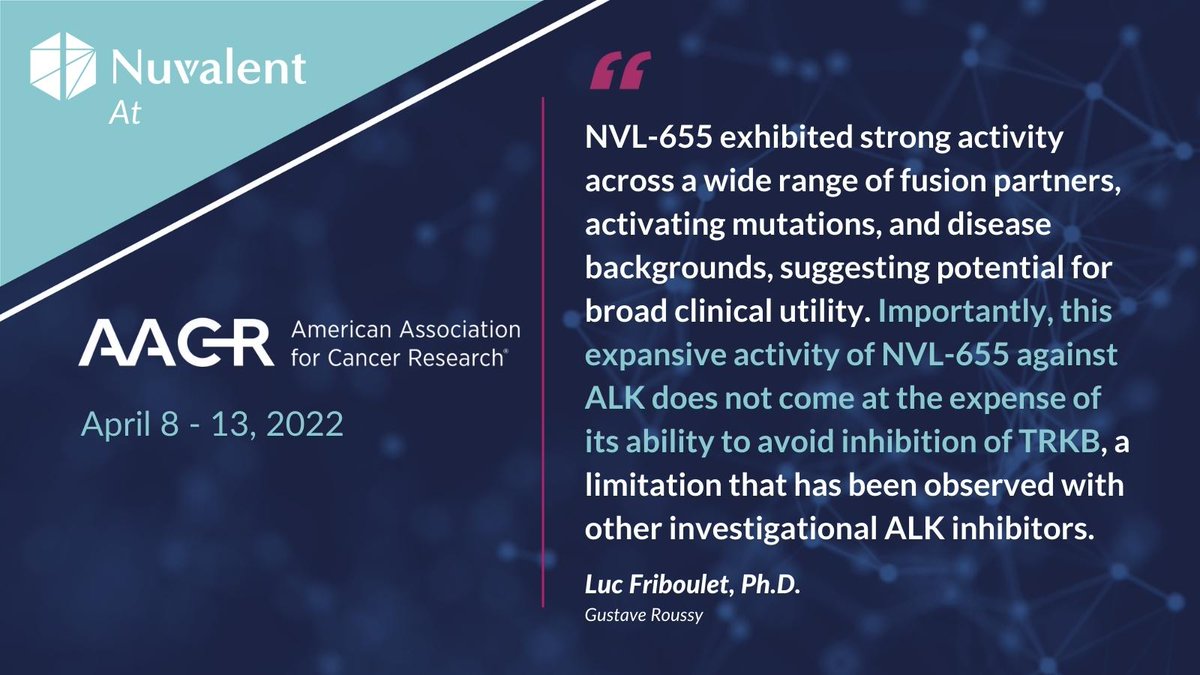 Nuvalent (@nuvalent) on Twitter photo #AACR22 Thanks leading #ALK investigator Dr. <a href="/Luc_Friboulet/">Friboulet Luc</a> for your collaboration on the expansive preclinical investigation of NVL-655 in support of broad clinical utility in #ALKpositive #NSCLC and other solid tumors!
Poster: bit.ly/37H3R1s
PR: bit.ly/3LYsKo9 #AACR22 Thanks leading #ALK investigator Dr. <a href="/Luc_Friboulet/">Friboulet Luc</a> for your collaboration on the expansive preclinical investigation of NVL-655 in support of broad clinical utility in #ALKpositive #NSCLC and other solid tumors!
Poster: bit.ly/37H3R1s
PR: bit.ly/3LYsKo9