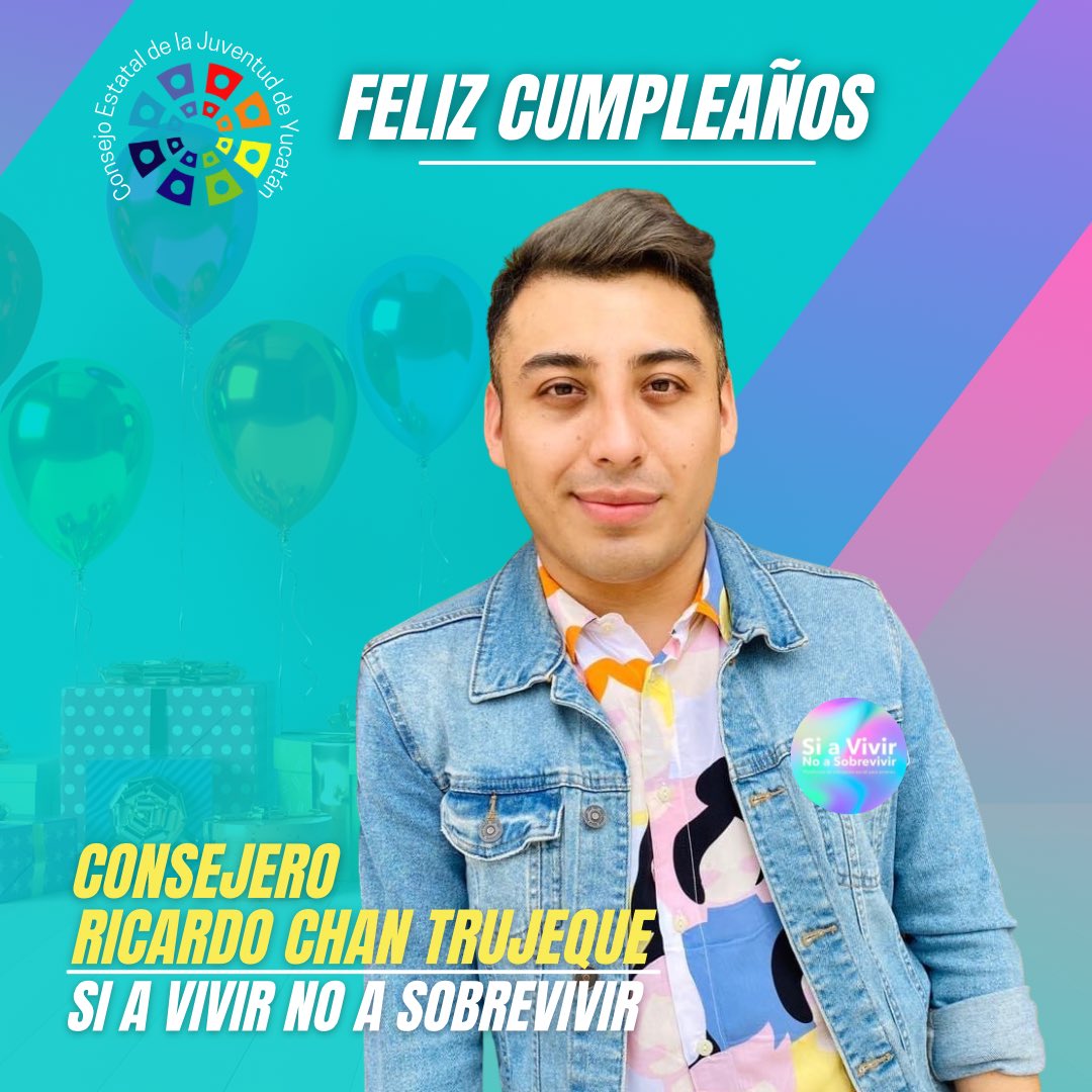 CejYucatan's tweet photo. Felicitamos al #ConsejeroEstatal de la #Juventud Ricardo Chan Trujeque por su #cumpleaños 🎈Él es representante de la plataforma Si A Vivir No a Sobrevivir y del Consejo Nacional de la Juventud de la @ImjuveMX ¡Le mandamos nuestros mejores deseos y mucho éxito siempre! ⚡️✨ https://t.co/1EBMKKnaxo