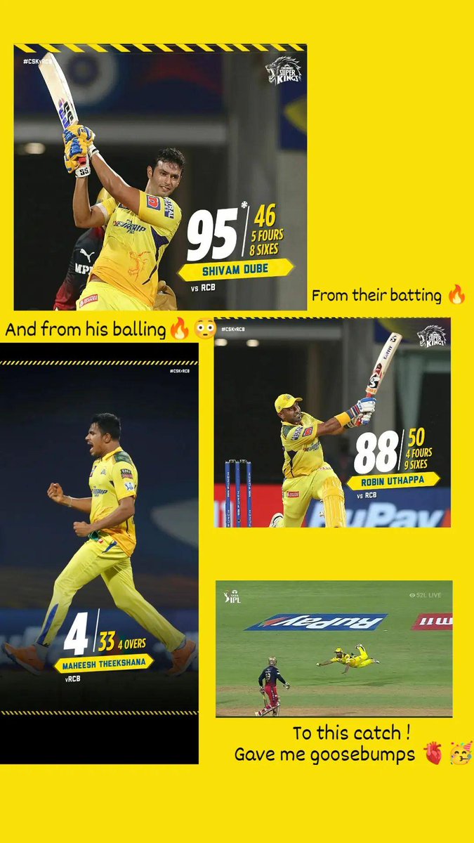kavanakrishna's tweet photo. Our first win 
Dube 🔥 Robbie 🔥 Theekshana 🔥
 #Yellove #ShivamDube #CSK𓃬 https://t.co/UXwo0r1FLz