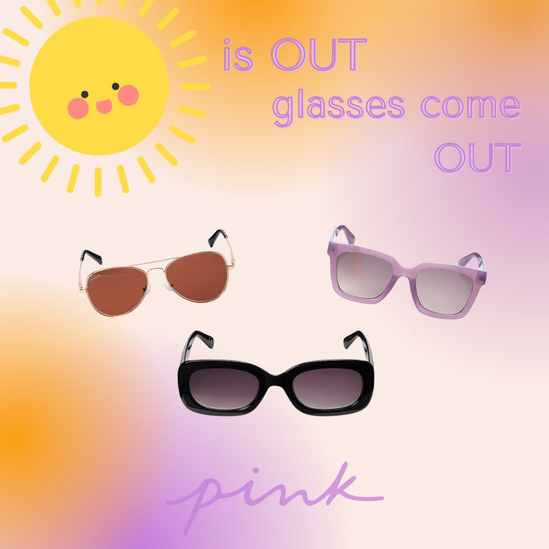 PINKBoiseState's tweet photo. When the sun is out your sunglasses come out!  Head over to PINK to get your pair!  #PINK #sunglasses https://t.co/C4zWZEEM2e