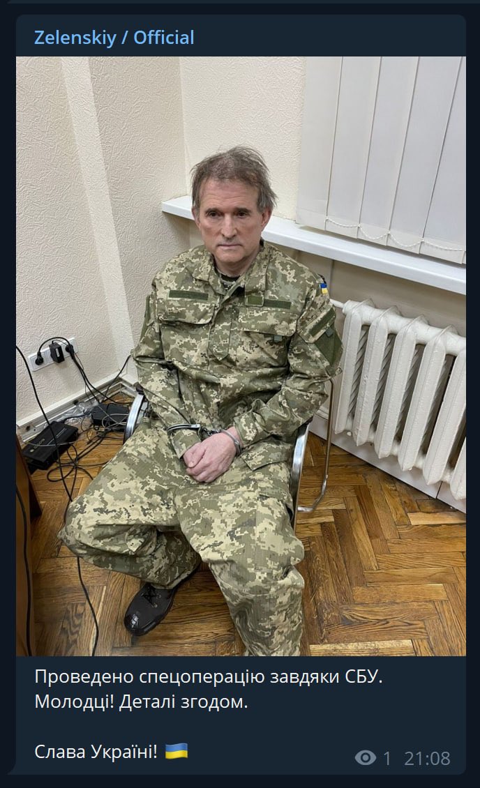 KurskPR's tweet photo. Бойцами Курской НР ��ри попытки пересечения границы, задержан #Медведчук ! В настоящий момент беглый кум #Путина передан ВСУ! #Курск Будет Свободным https://t.co/IsW07Y3Yyg
