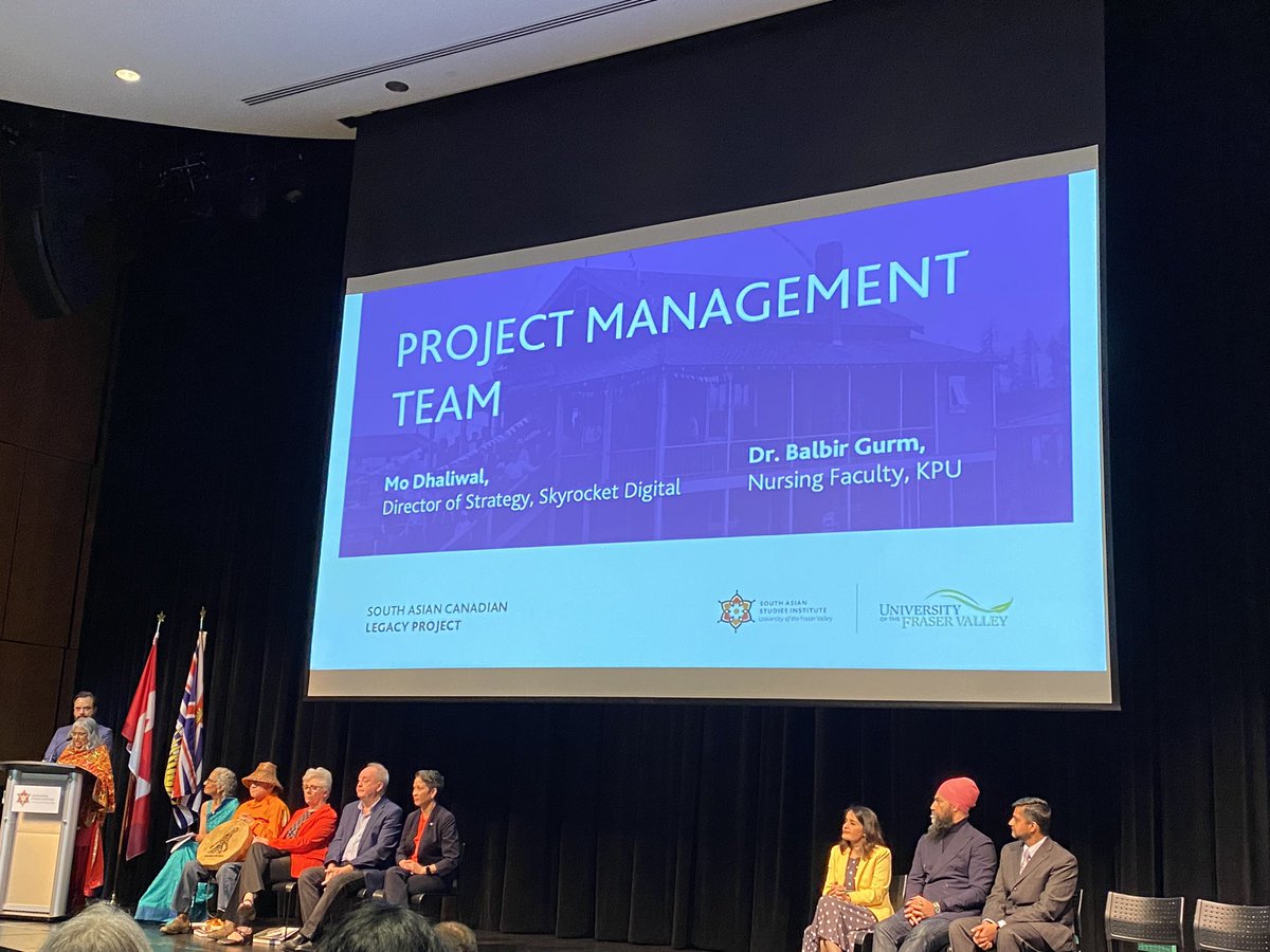 goUFV's tweet photo. Project management team members @DrBalbirGurm and @modhaliwal thank Satwinder Bains,@ufvsasi and all involved and say next step is to create the South Asian Canadian museum! #ThreadingOurStories https://t.co/qlyLs96UkF