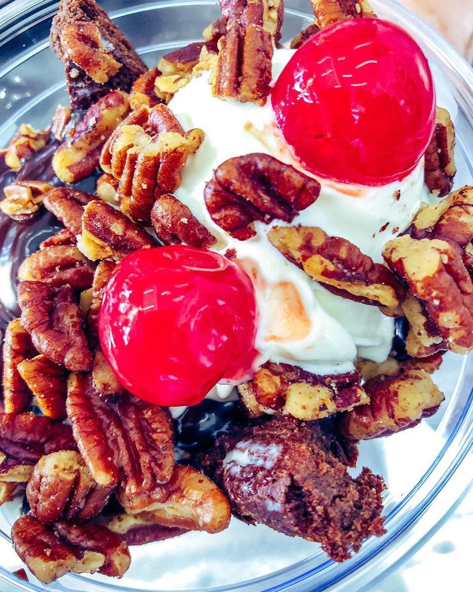 Brownies. Pecans. Hot Fudge. Frozen Custard. Then slap TWO cherries on that, because you've earned it. #tuesdayvibe