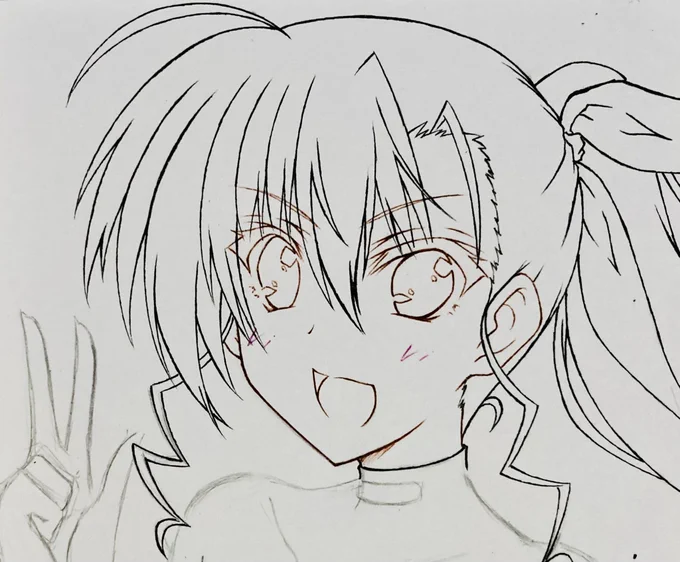 時間も遅いんでペン入れ一旦ストップ。

ちょっとずつ絵柄も変えて
いこうとしながらですが自分らしさ
を目一杯入れてヴィヴィオちゃん
描いてます! 