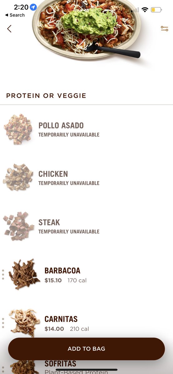 LauraVerardo's tweet photo. @ChipotleTweets how is my local store still out of three of the main meats? It's been over a week. https://t.co/dvRHETKeWe