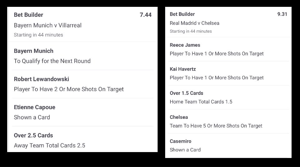 TipsRaw's tweet image. Champions League Bets ⚽️

— Chelsea o1.5 Offsides @ 2.1
— Villareal Most Cards @ 1.73
— R. Madrid Most Cards @ 2.4

We also had some free bets from the weekend, we’ve gone for two Longshots @ 7.44 &amp;amp; @ 9.31 🤝

Like + Retweet to support the page!

#UCL #RMACHE #BAYVIL