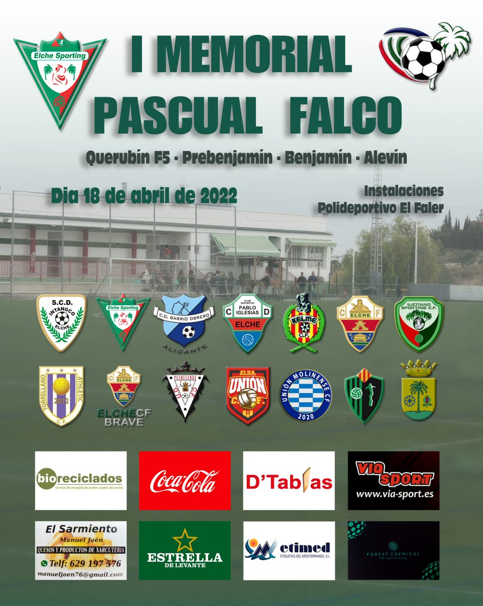 ElcheSporting1's tweet photo. El día 18 de abril se disputará en el Faler el I Memorial Pascual Falco

¡No te lo pierdas! https://t.co/2bSl6zUNpT