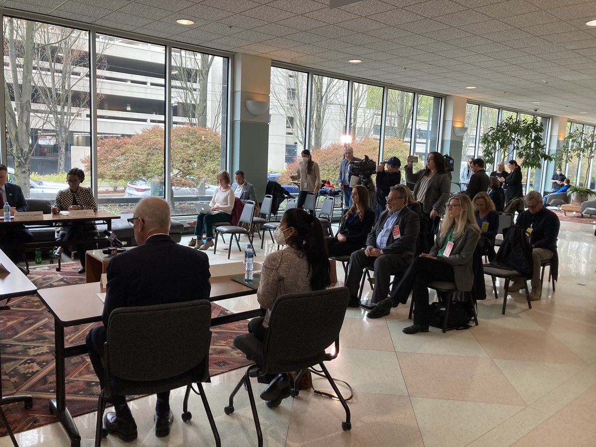 Happening now. <a href="/uoregon/">University of Oregon</a> faculty briefing <a href="/RonWyden/">Ron Wyden</a> <a href="/SenJeffMerkley/">Senator Jeff Merkley</a> and <a href="/RepBonamici/">Suzanne Bonamici</a> about The Ballmer Institute for Children’s Behavioral Health. (Glad he’s staying safe and missing <a href="/repblumenauer/">Earl Blumenauer</a> while he recovers).