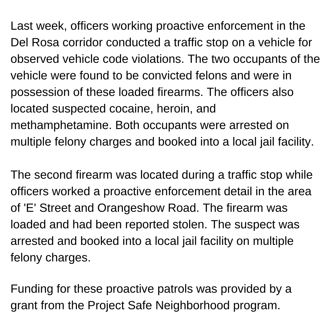 SanBernardinoPD's tweet photo. PROACTIVE PATROLS RECOVER GUNS AND DRUGS
#SanBernardino #NotInOurCity #ProjectSafeNeighborhood #SanBernardinoPD #Police #Community #systemfail https://t.co/rYFu1txmIu