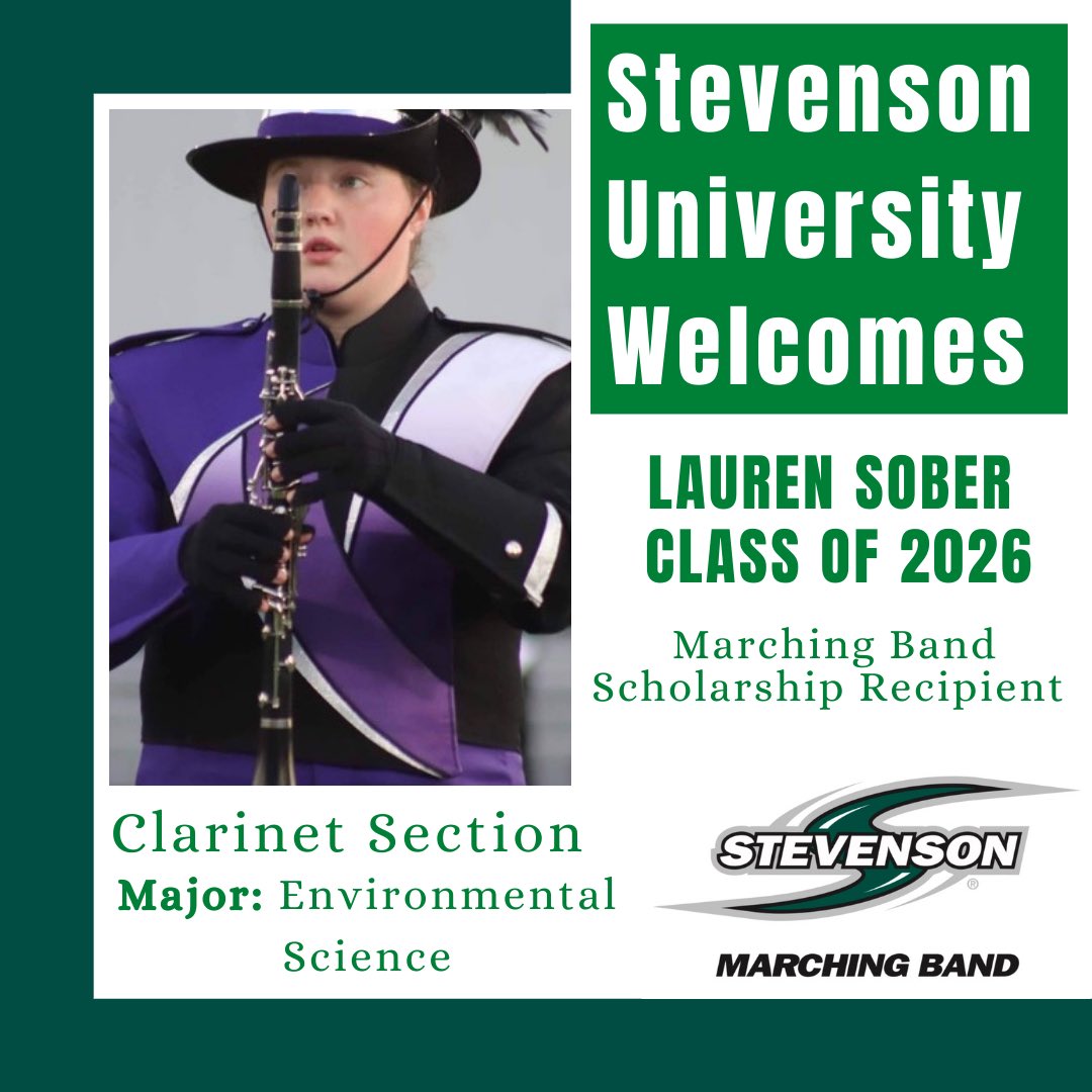 SU Music welcomes Lauren Sober! Lauren will be joining us as a new member of the SUMB this fall as well as receiving our marching band scholarship! She is majoring in Environmental Science and will be a part of our clarinet section!
