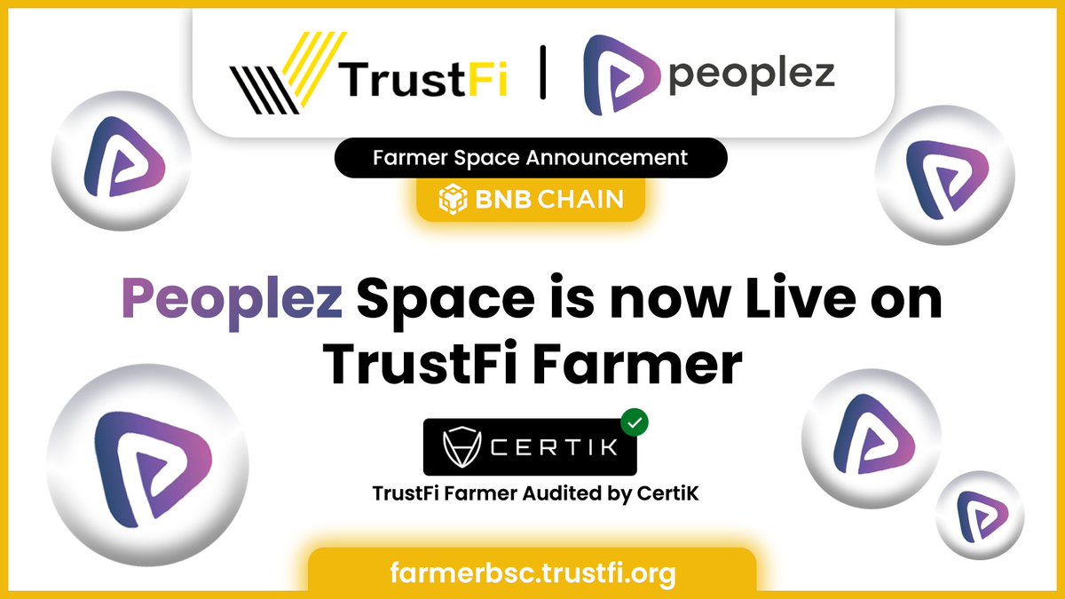 trustfiorg's tweet photo. 📣@peoplez_io Space and New Farm goes Live on TrustFi Farmer!
🔥Stake $LEZ to Earn $LEZ
🕐Date: 1 AM UTC, Apr 14
📅Duration: 60d
💰Rewards: 250,000 $LEZ
📍Place: https://t.co/uG9mrCen10
👉Details: https://t.co/WNxbqIOsSU
#TrustFi #BaaS #Peoplez #TrustFiFarmer #DeFi https://t.co/sKU6BXYSi4