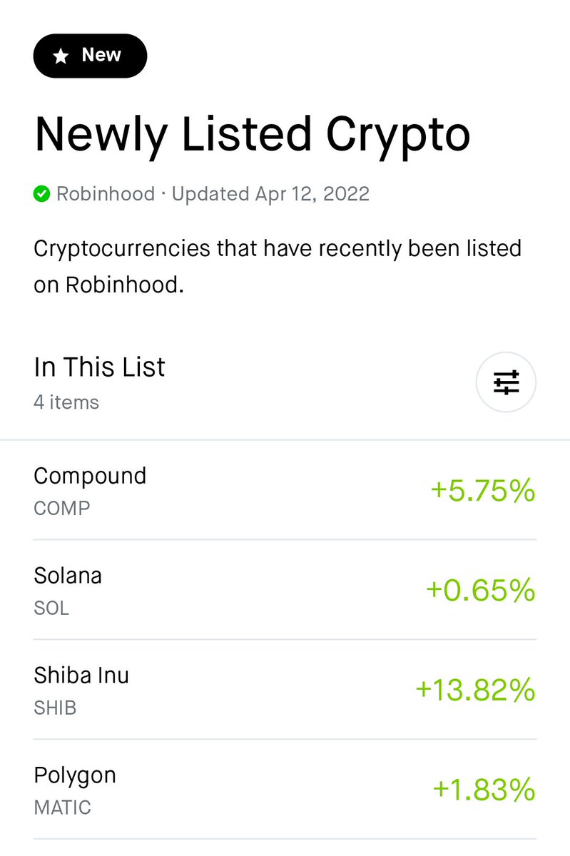 Makemula247's tweet photo. $Shib $Comp $Sol $Matic have been listed on #RobinhoodApp https://t.co/349fc8OV2R