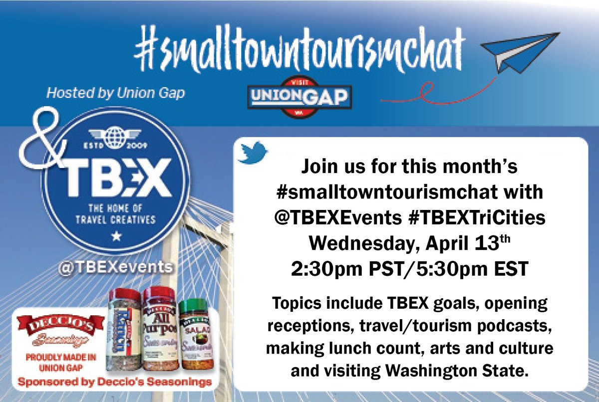 Hey @TBEXevents checkout gr8 #SmallTownTourismChat cohosts we had in 2021! @SmallTownWA @VisitCBVA @TaitandKate @drugstoredivas @SouthernerSays @HeatherLMcCurdy @ShastaCascade @BeckyMcCray @IBBtravel @FolderRed - what an all star line up it was! And #TBEXTriCities is next week!