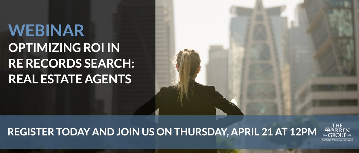 CommercialRec's tweet photo. A message from our parent company: Our next webinar is going live April 21 at 12PM! To join Optimizing ROI in RE Records Search: Real Estate Agents, hosted by specialist Mike Sweeney, click here to register: https://t.co/y8om96NktZ https://t.co/2ZwIJzCTsk