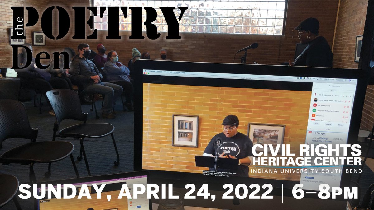Spring into beauty at the Poetry Den. In-person and online. Sunday, April 24, 6-8pm. Tap below for more. 
events.iu.edu/iusbcivil/even…