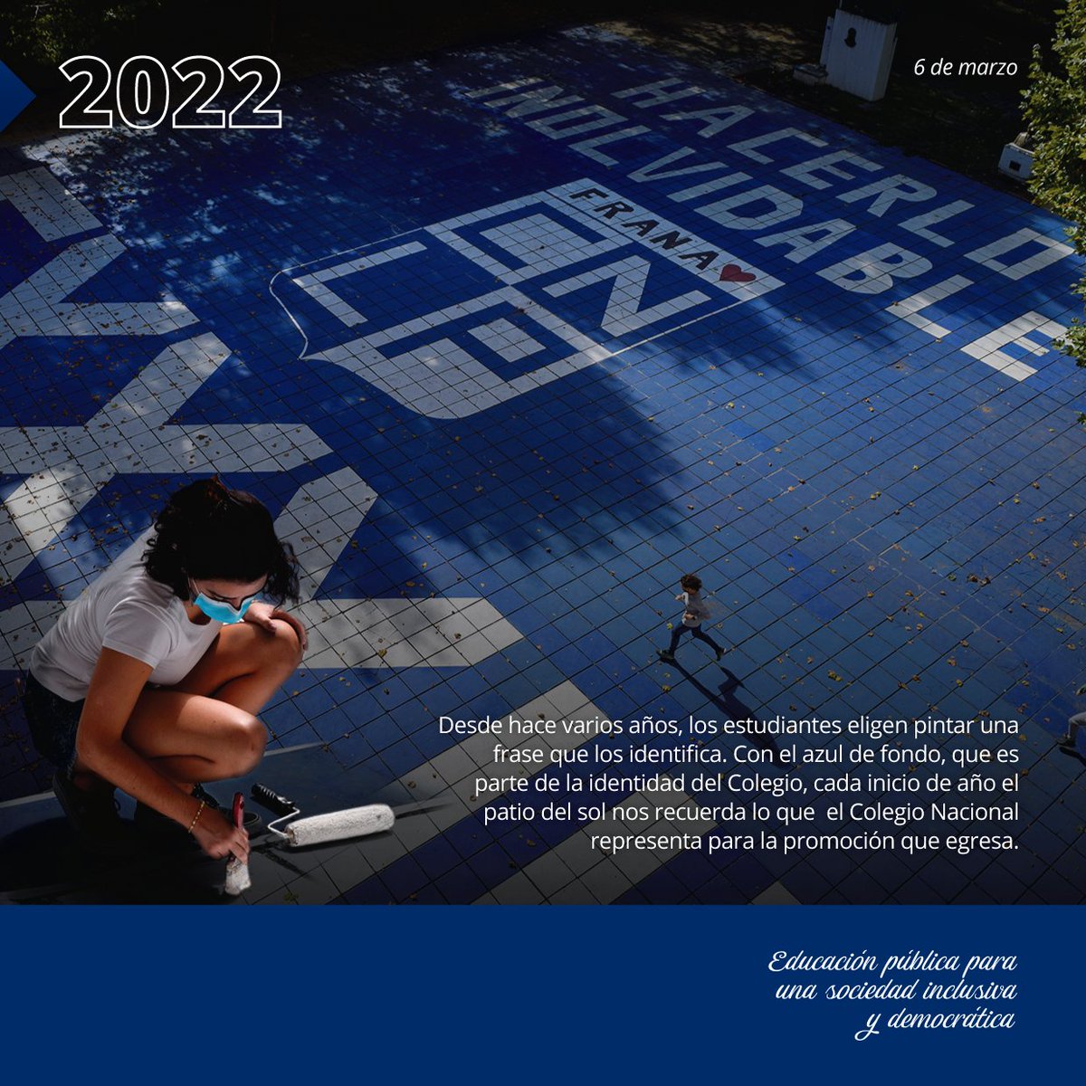 cnlp_unlp's tweet photo. 1️⃣9️⃣8️⃣2️⃣ - 2️⃣0️⃣2️⃣2️⃣ 🖌️ Este 2022 se cumplen 40 años de la primera vez que se pintó el patio del #CNLP 💙🤍 https://t.co/lGj8mv3Kiy