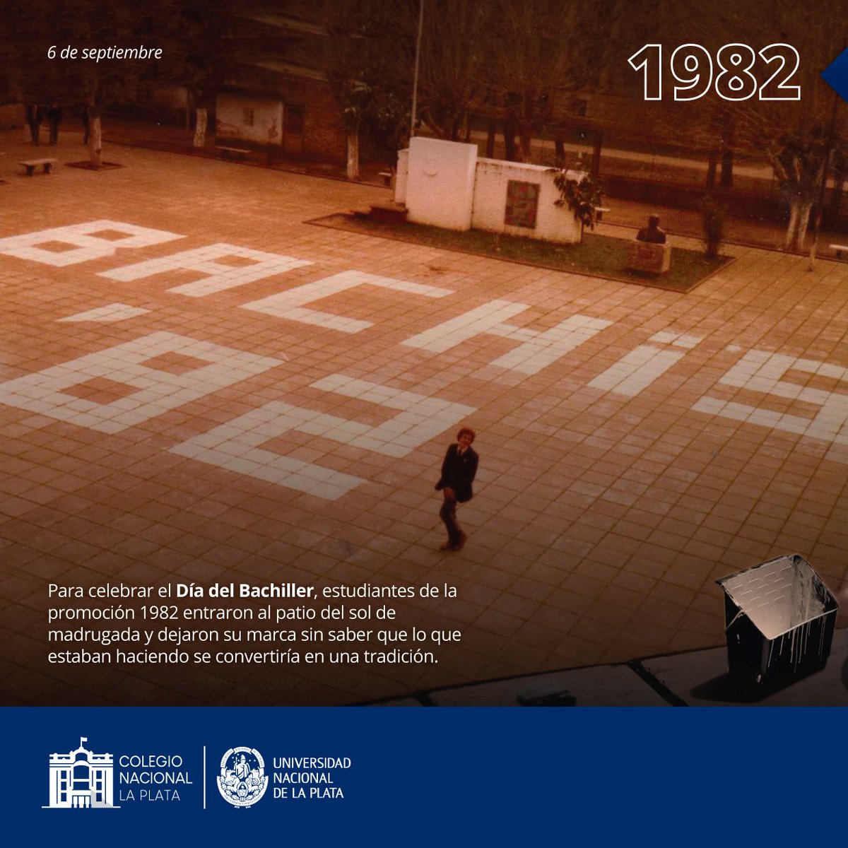 cnlp_unlp's tweet photo. 1️⃣9️⃣8️⃣2️⃣ - 2️⃣0️⃣2️⃣2️⃣ 🖌️ Este 2022 se cumplen 40 años de la primera vez que se pintó el patio del #CNLP 💙🤍 https://t.co/lGj8mv3Kiy