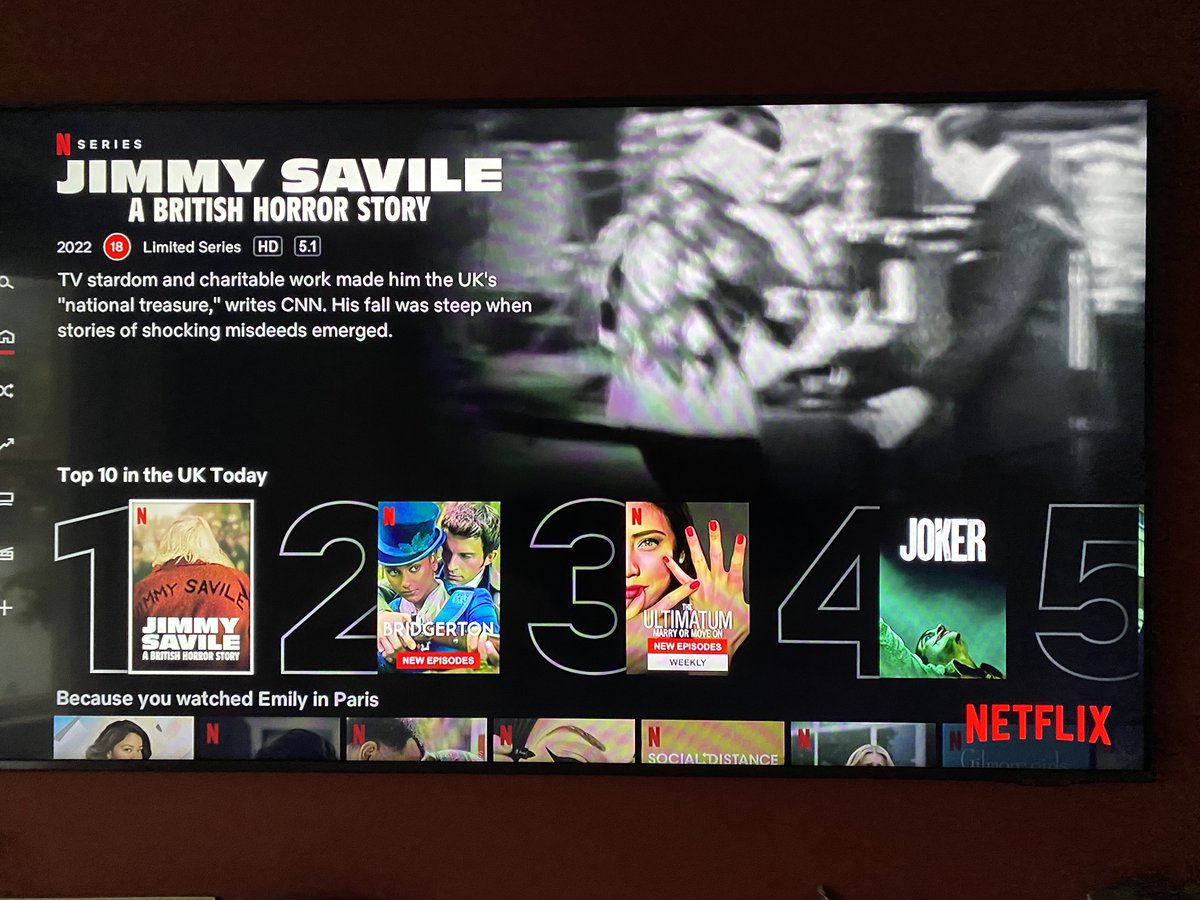 Weird to see the #Savile doc at No 1 on Netflix UK chart. Proves that if you can make docs about serious investigations accessible enough people will watch. Congrats @RowanDeacon @72_films. Hope it means Netflix commission more of the same - I have a few ideas