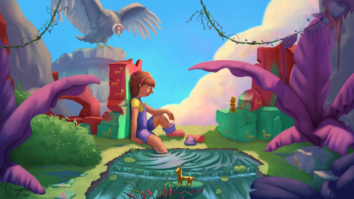 chayemor's tweet photo. Hi #PortfolioDay ! (available 4 commissions/work, I speak 🇪🇸🇺🇸) Story with art is my jam! 

🦕Johanna Mesa Ramos
🕸️https://t.co/5BLEJL5uWr
🍯Looking 2 work in animation &amp; books!
📩chayemor@gmail.com

#under500gang #KidLitArt #VisibleWomen  #digitalart #illustration #animation https://t.co/Vj7HyG5e0c