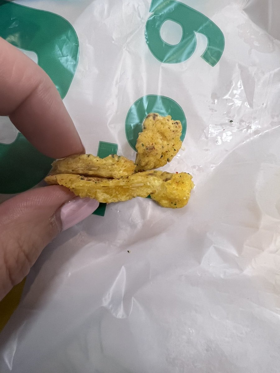 huntracer's tweet photo. @Doritos what are these chips?! I just about broke my tooth!  I’m so confused 🤔@Wendys https://t.co/shYH6JUXUA