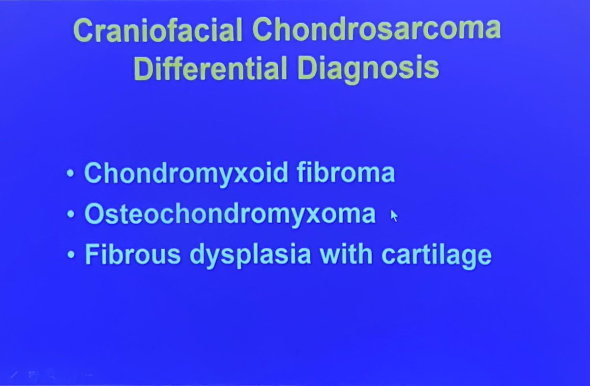 bilodeau_liz's tweet photo. @reith16 discusses chondrosarcoma mimics in the craniofacial region at #AAOMP2022 #PathTwitter #Oralpath #EntPath #HandNPath https://t.co/8IOze0wSg7