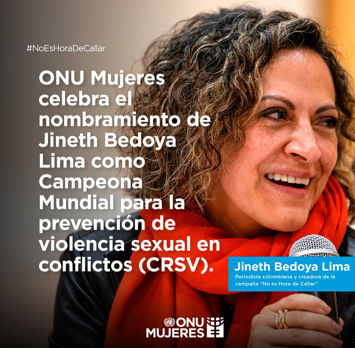 Reconociendo su valentía y contribución, @jbedoyalima fue nombrada por la Representante Especial del Secretario General de las Naciones Unidas sobre la Violencia Sexual en los Conflictos (SRSG-SVC) como Campeona Mundial para la prevención de violencia sexual en conflictos (CRSV).